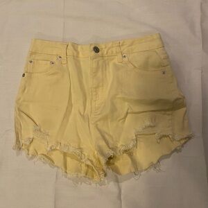Love Tree Yellow Frayed Jean Shorts